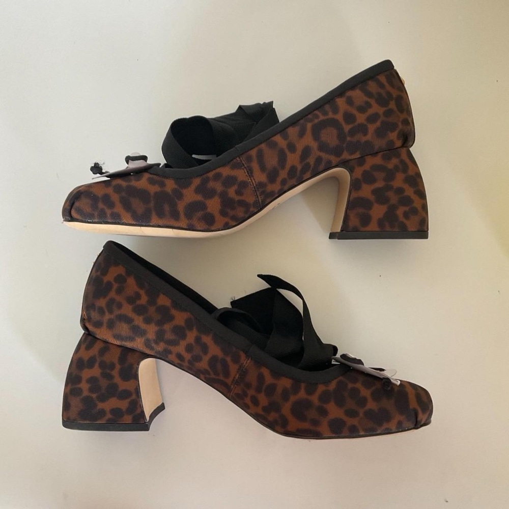 Circus NY Della Leopard Print Block Heel Ballet Pumps